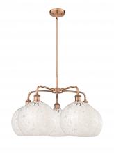  516-5CR-AC-G1216-10WM - White Mouchette - 5 Light - 28 inch - Antique Copper - Chandelier