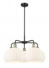  516-5CR-BAB-G1217-10WV - White Venetian - 5 Light - 28 inch - Black Antique Brass - Chandelier