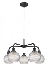  516-5CR-BK-G122C-6CL - Athens - 5 Light - 24 inch - Matte Black - Chandelier