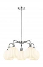  516-5CR-PC-G1217-8WV - White Venetian - 5 Light - 26 inch - Polished Chrome - Chandelier