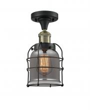 Innovations Lighting 517-1CH-BAB-G53-CE-LED - Bell Cage - 1 Light - 5 inch - Black Antique Brass - Semi-Flush Mount