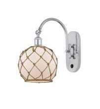  518-1W-PC-G121-8RB - Farmhouse Rope - 1 Light - 8 inch - Polished Chrome - Sconce