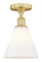 Innovations Lighting 616-1F-SG-GBC-81 - Berkshire - 1 Light - 8 inch - Satin Gold - Semi-Flush Mount