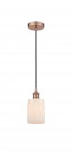  616-1P-AC-G341 - Hadley - 1 Light - 5 inch - Antique Copper - Cord hung - Mini Pendant