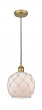  616-1P-BB-G121-8RW - Farmhouse Rope - 1 Light - 8 inch - Brushed Brass - Cord hung - Mini Pendant