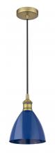  616-1P-BB-MBD-75-BL - Plymouth - 1 Light - 8 inch - Brushed Brass - Cord hung - Mini Pendant