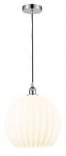  616-1P-PC-G1217-14WV - White Venetian - 1 Light - 14 inch - Polished Chrome - Cord Hung - Pendant