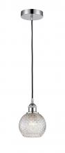  616-1P-PC-G122C-6CL - Athens - 1 Light - 6 inch - Polished Chrome - Cord hung - Mini Pendant