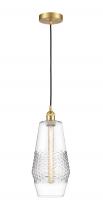  616-1P-SG-G682-7 - Windham - 1 Light - 7 inch - Satin Gold - Cord hung - Mini Pendant