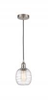  616-1P-SN-G1013 - Belfast - 1 Light - 6 inch - Brushed Satin Nickel - Cord hung - Mini Pendant