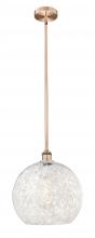  616-1S-AC-G1216-14WM - White Mouchette - 1 Light - 14 inch - Antique Copper - Stem Hung - Pendant