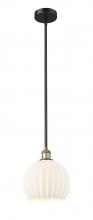  616-1S-BAB-G1217-10WV - White Venetian - 1 Light - 10 inch - Black Antique Brass - Stem Hung - Mini Pendant