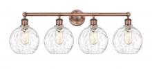  616-4W-AC-G1215-8 - Athens Water Glass - 4 Light - 35 inch - Antique Copper - Bath Vanity Light