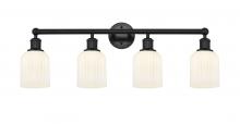  616-4W-BK-G559-5GWH - Bridal Veil - 4 Light - 32 inch - Matte Black - Bath Vanity Light