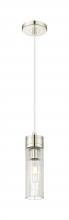  617-1P-PN-G617-8SCL - Boreas - 1 Light - 3 inch - Polished Nickel - Cord Hung - Mini Pendant