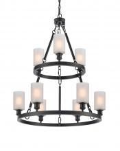  8203-BK-G801 - Clymer - 9 Light - 30 inch - Matte Black - Chain Hung - Chandelier