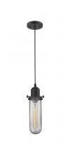  900-1P-BK-CE228-BK-CL - Centri - 1 Light - 5 inch - Matte Black - Cord hung - Mini Pendant