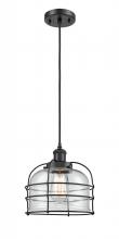  916-1P-BK-G72-CE - Bell Cage - 1 Light - 8 inch - Matte Black - Cord hung - Mini Pendant