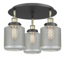  916-3C-BAB-G262 - Edison - 3 Light - 18 inch - Black Antique Brass - Flush Mount