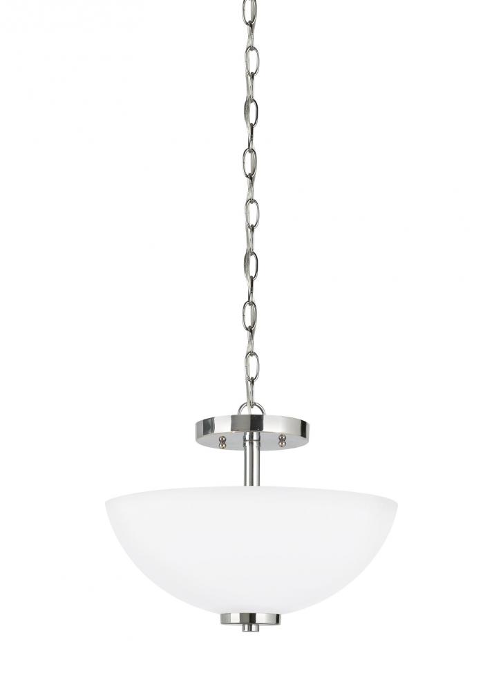 Two Light Semi-Flush Convertible Pendant