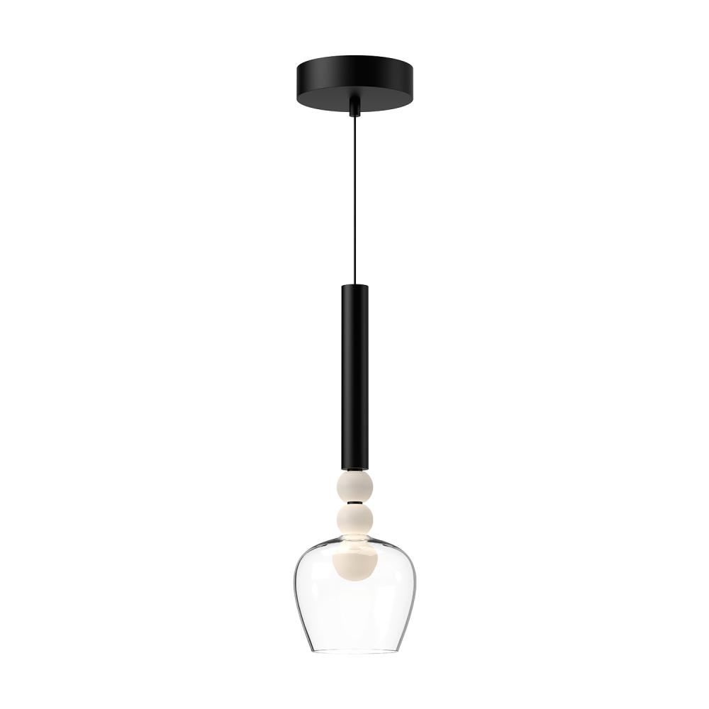 Rise 6-in Black/Clear LED Pendant