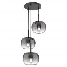  CH57514-BK/SM - Samar 14-in Black/Smoked 3 Lights Chandeliers