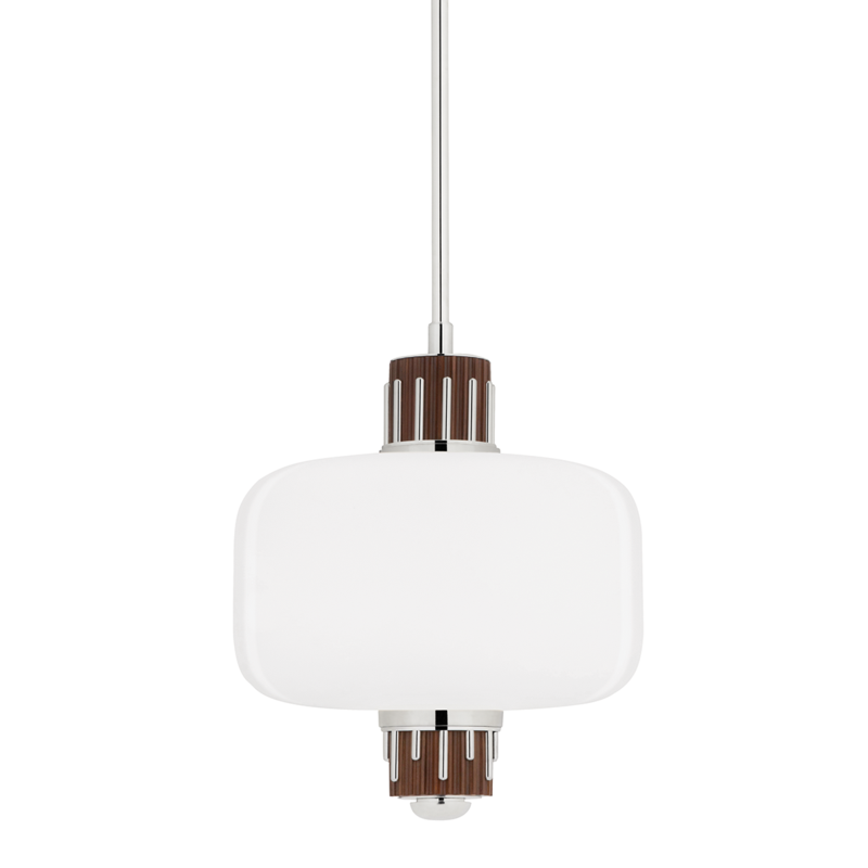 1 LIGHT PENDANT W/ LIGHT WALNUT ACCENT