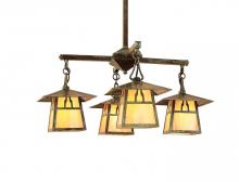 Arroyo Craftsman CCH-8/4BGW-VP - 8" carmel 4 light chandelier with bungalow overlay