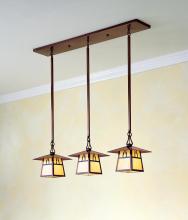 Arroyo Craftsman CICH-8/3TGW-BK - 8" carmel 3 light in-line chandelier with t-bar overlay