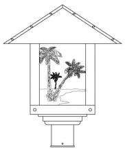 Arroyo Craftsman TRP-16PTWO-AB - 16" timber ridge post mount with palm tree  filigree