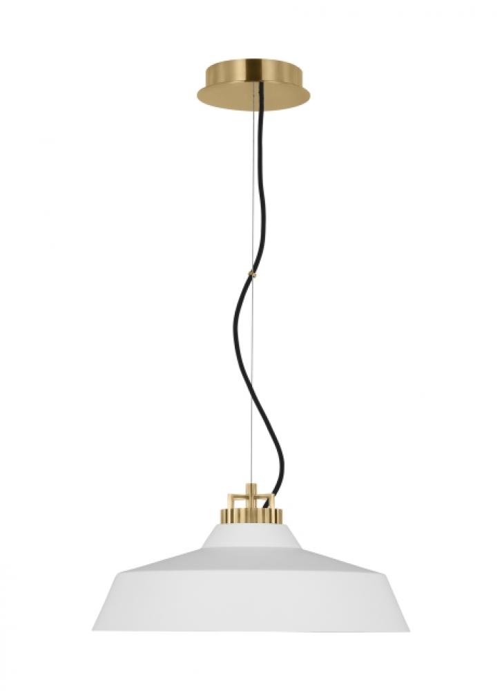 The Forge Large Short 1-Light Damp Rated Integrated Dimmable LED Ceiling Pendant in Natural Brass