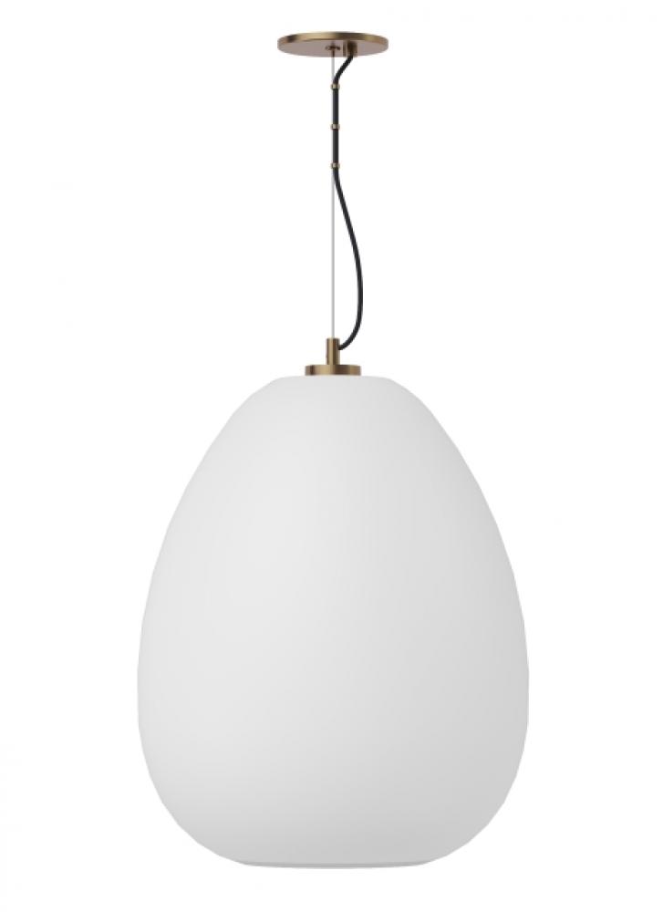 Modern Kapoor dimmable LED Large Ceiling Pendant Light in a Transparent Smoke/Natural Brass/Gold Col