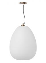 Visual Comfort & Co. Modern Collection 700TDKPR17OPNB-LED927 - Modern Kapoor dimmable LED Large Ceiling Pendant Light in an Opal/Natural Brass/Gold Colored finish
