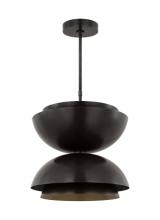 Visual Comfort & Co. Modern Collection SLPD13227BZ - The Shanti Large Double 2-Light Damp Rated Integrated Dimmable LED Ceiling Pendant in Dark Bronze