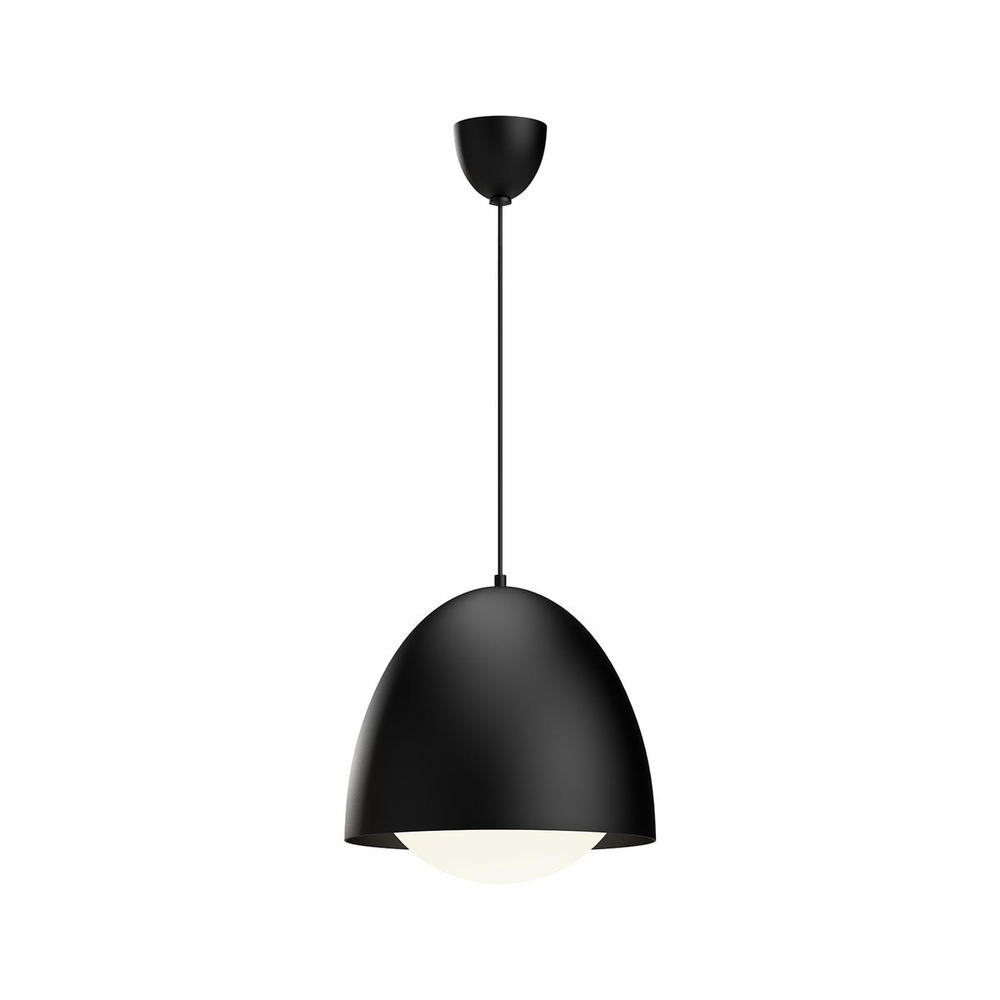 Kenji 16-in Matte Black/Opal Matte Glass 1 Light Pendant