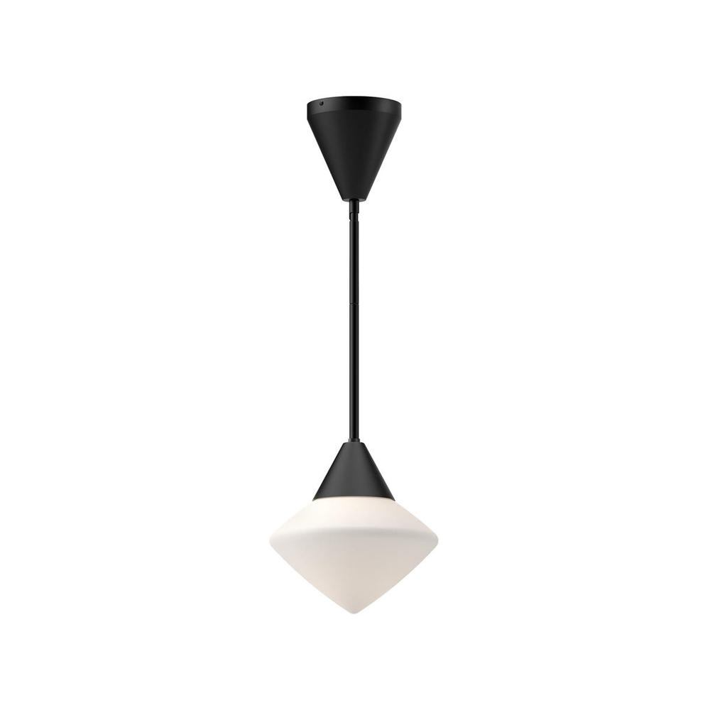 Nora 8-in Matte Black/Opal Matte Glass 1 Light Pendant