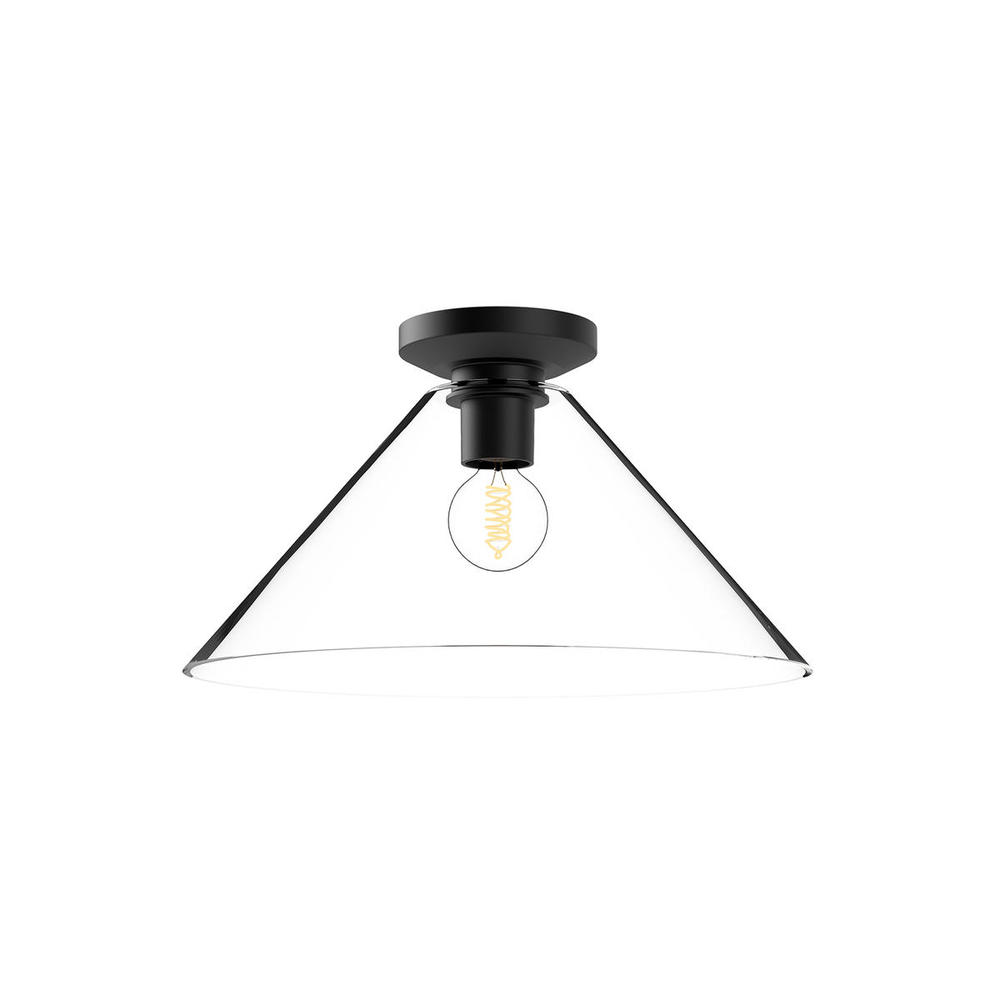 Salem 14-in Clear Glass/Matte Black 1 Light Flush Mount