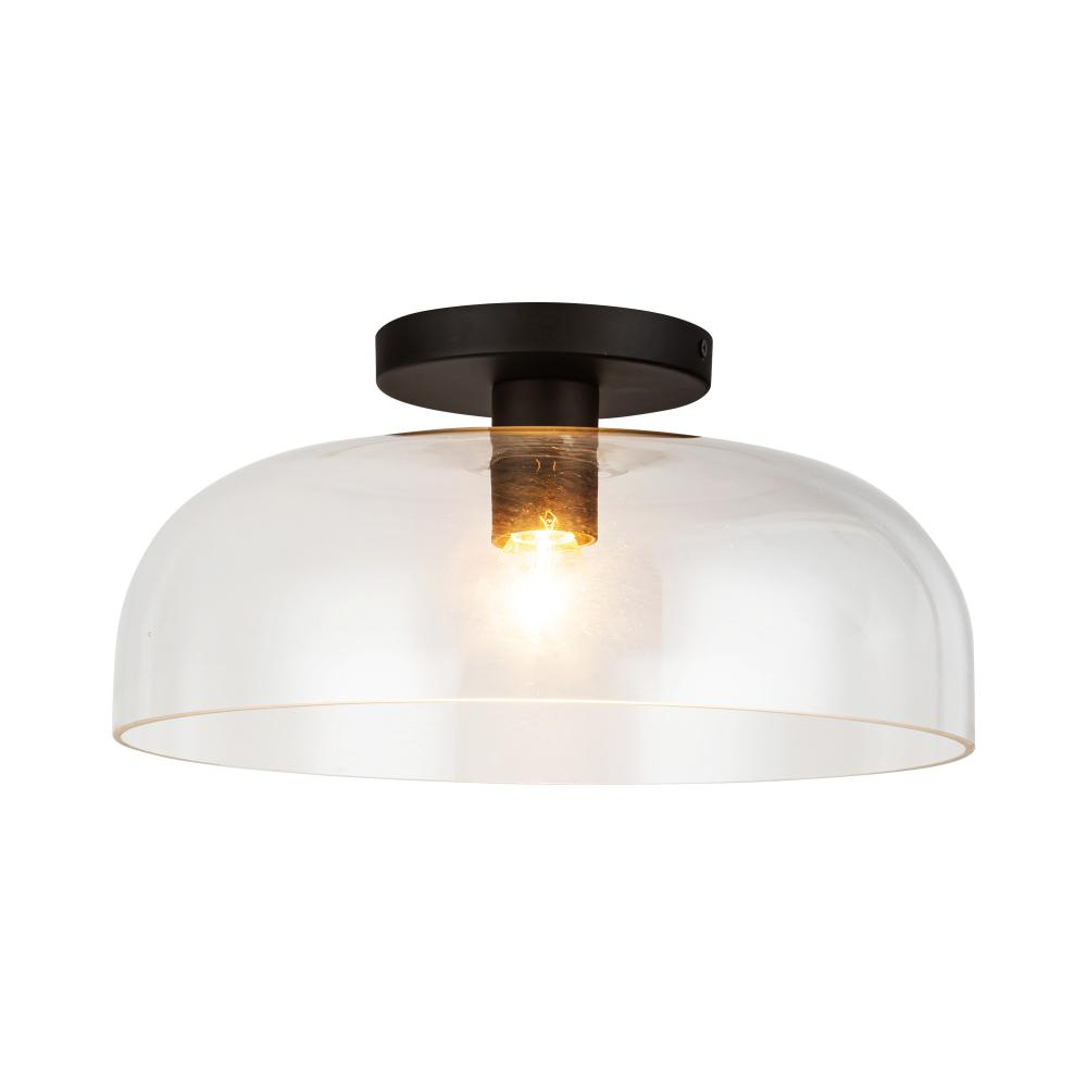 Sylvia 12-in Matte Black/Clear Glass 1 Light Semi-Flush