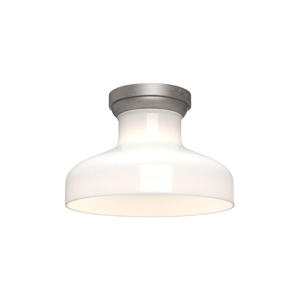 Westlake 11-in Brushed Nickel/Glossy Opal Glass 1 Light Flush Mount