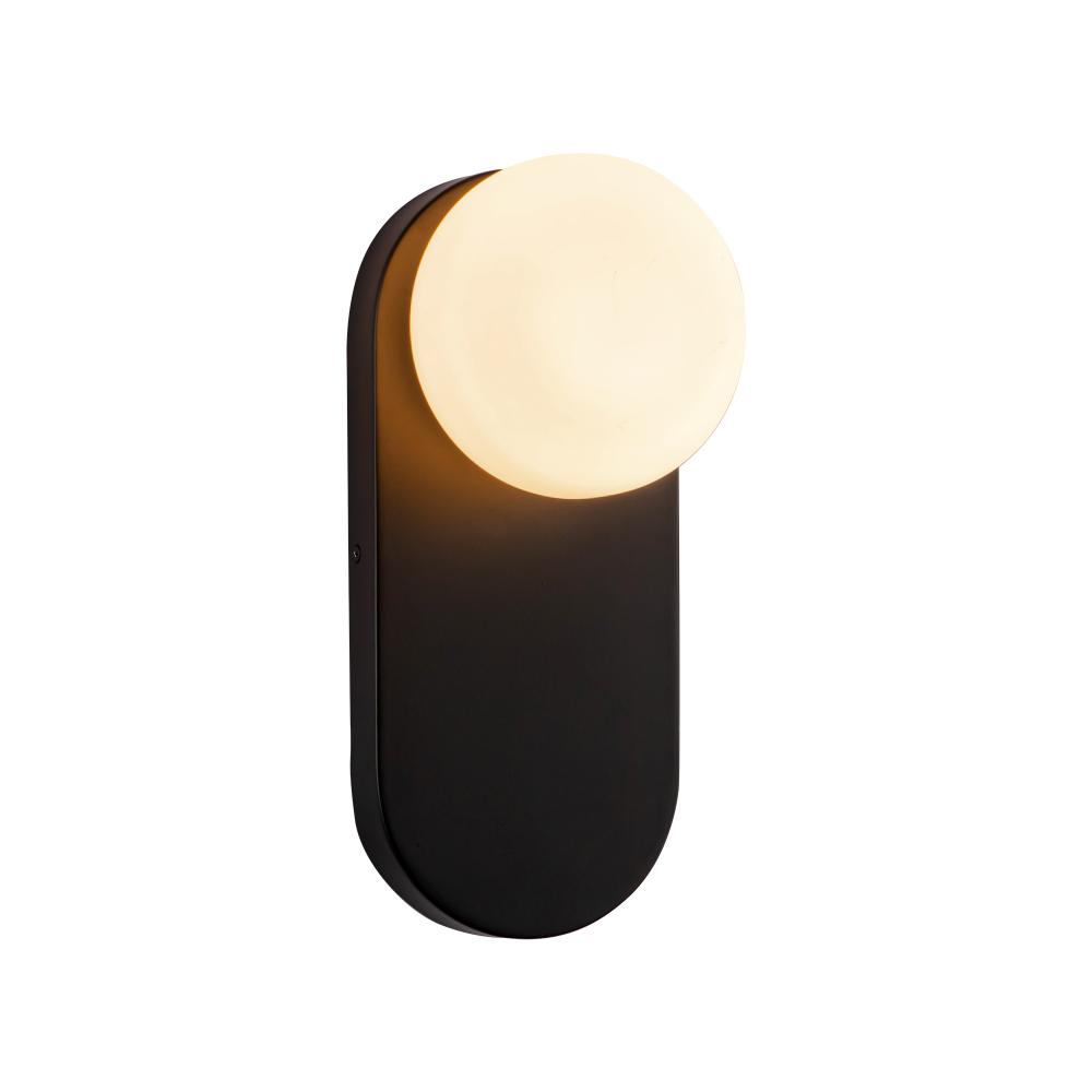 Ariel 12-in Matte Black/Opal Glass Socket Wall/Vanity Light