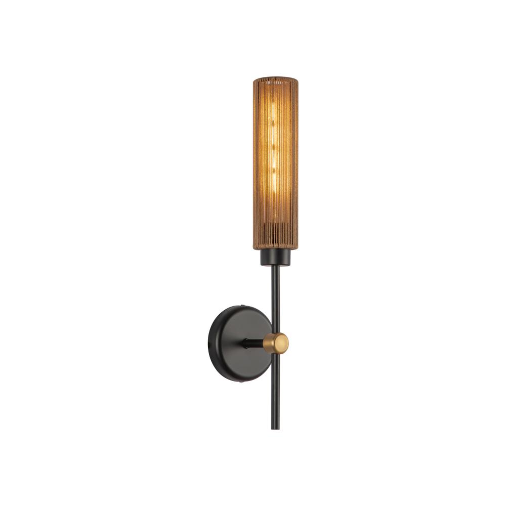 Colby 20-in Matte Black/Tan Jute Socket Wall/Vanity Light