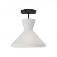  SF473710MBOP - Betty 10-in Matte Black/Opal Glass 1 Light Semi Flush Mount