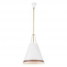  PD342020MWHL - Brickell 20-in Matte White/Hazelnut Leather 3 Lights Pendant