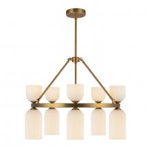  CH442626BGGR - Nelly 26-in Brushed Gold/Glossy Ribbed Opal Glass Socket Chandelier