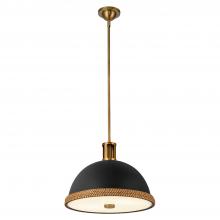 Alora Lighting PD331016MBVB - Doral 16-in Matte Black/Vintage Brass 2 Lights Pendant