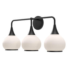  VL524326MBOP - Hazel 26-in Matte Black/Opal Matte Glass 3 Lights Vanity