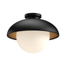 Alora Lighting FM522012MBOP - Rubio 11-in Matte Black/Opal Matte Glass 1 Light Flush Mount