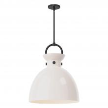 Alora Lighting PD411818MBGO - Waldo 18-in Matte Black/Glossy Opal Glass 1 Light Pendant