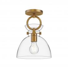 Alora Lighting SF411809AGCL - Waldo 9-in Aged Gold/Clear 1 Light Semi Flush Mount