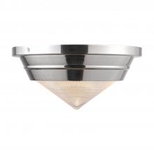  FM348010PNPG - Willard 10-in Polished Nickel/Prismatic Glass 1 Light Flush Mount